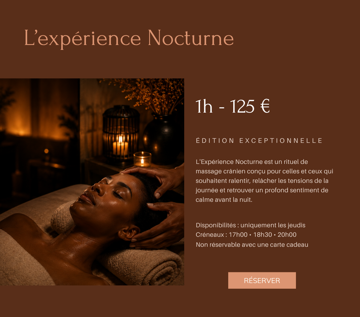Femme relaxée, entourée de plantes, recevant un soin de bien-être.