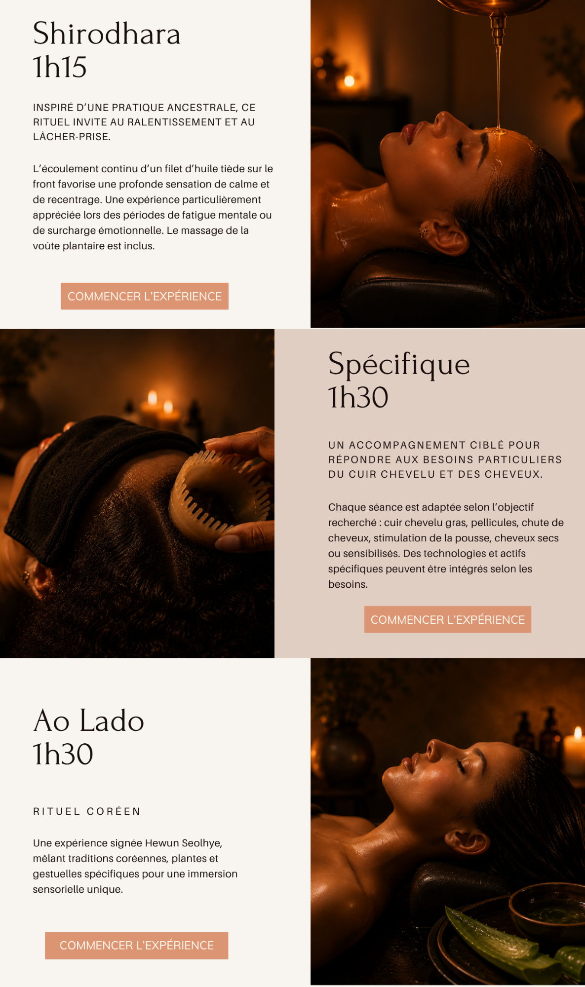 Femme relaxée, entourée de plantes, recevant un soin de bien-être.